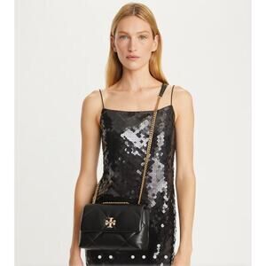 Tory Burch Kira Diamond Quilt Pave Concertible Shoulder Dust Bag OS NWT